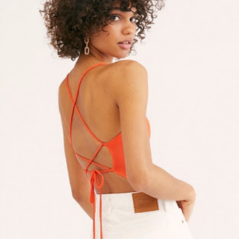 NWT Free People Orange Strappy Bodysuit